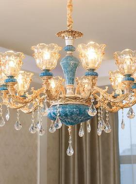 奢2025新款陶LED瓷创蜡烛灯华客厅餐505050厅卧室灯具美式大厅意