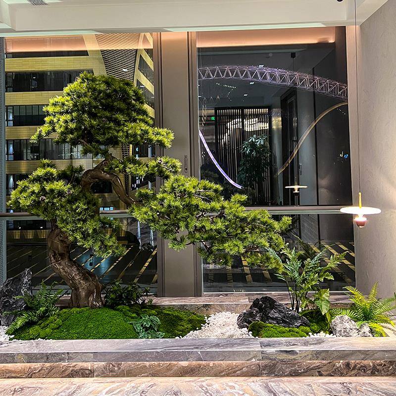 新式仿松2025新款真迎客松中室内造景装饰景观罗汉植假松树绿橱窗
