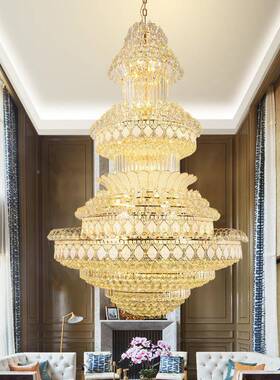 水楼晶91467复式客厅水晶大别吊灯墅楼长吊灯水晶灯梯酒店工程灯