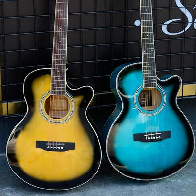 4寸40寸椴木吉他学生成人民0谣吉他初学者i入门练习gutar木亮光吉