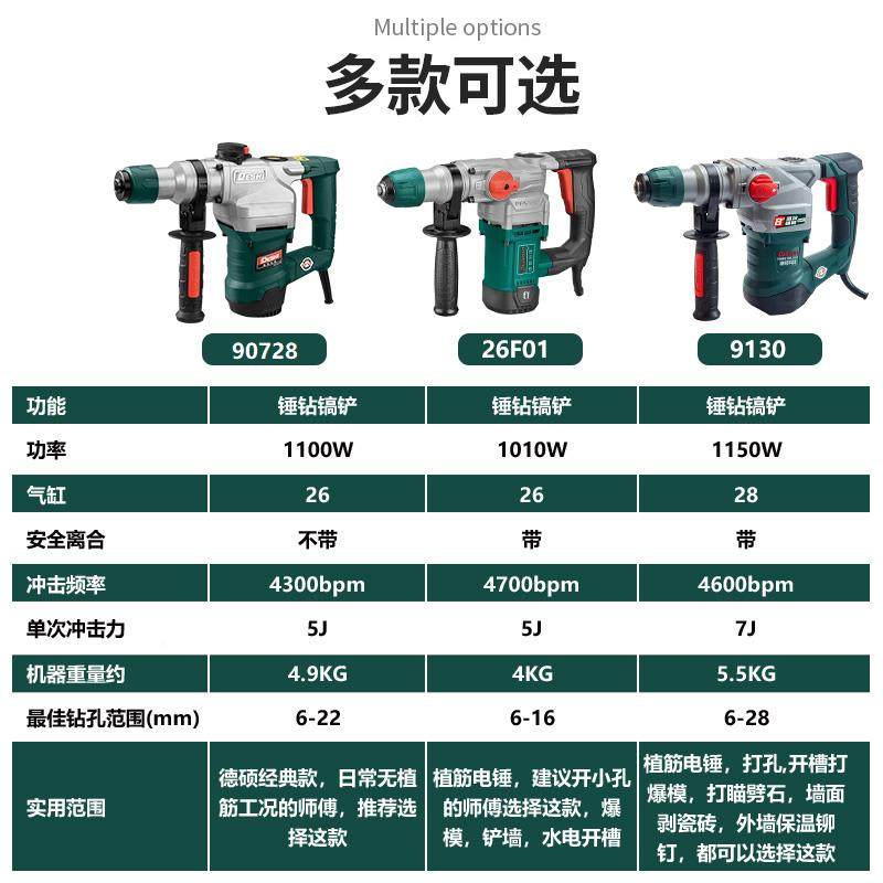 德硕9130电电镐用多锤功能两大功率轻带离371合型锤钻混凝土冲击