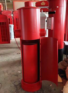 复古英伦风伦敦红色厅邮筒铁皮创垃圾桶饰收纳装意餐网咖IXO实用