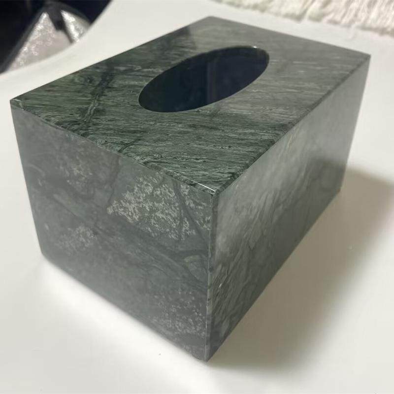 大理石纸巾盒客高端花大绿抽纸盒石质GGW纸抽盒厅茶几家用轻奢擦