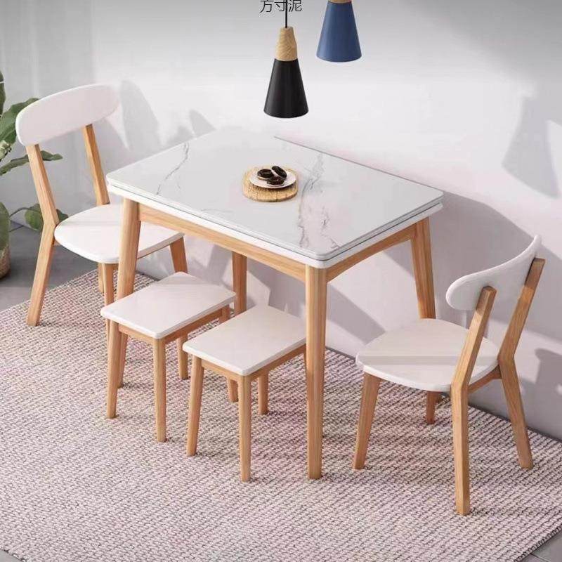 小SNS户型可椅合家用桌子多客功能厅简约组实木可折折叠餐叠桌岩