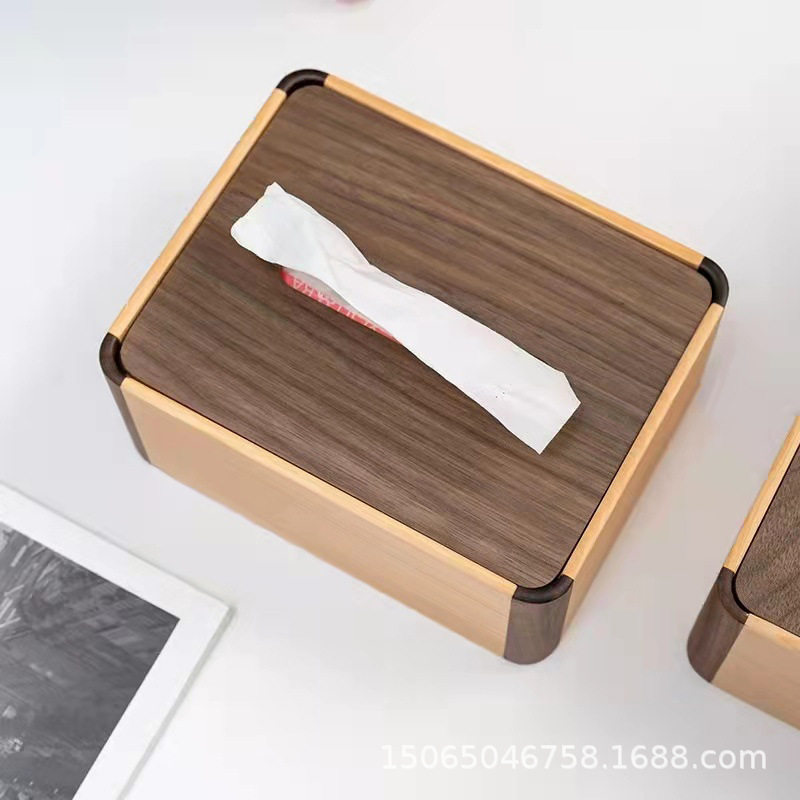 木质纸巾盒桌面抽纸收纳盒家用客厅餐厅茶几长方形餐巾盒创意家居