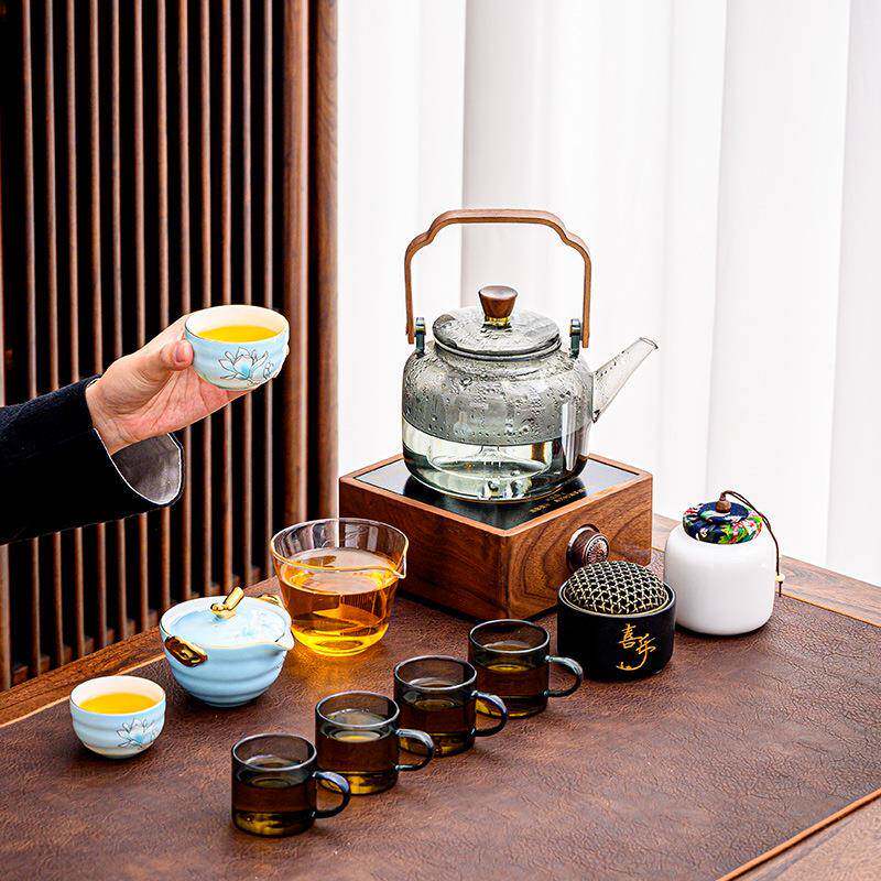 围炉煮装茶套玻璃煮茶壶电陶炉全套罐烤奶罐壶煮壶茶具一B7484606
