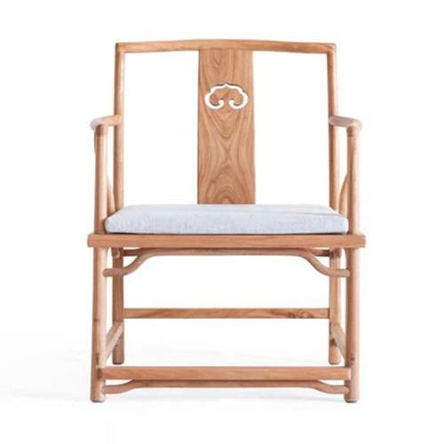 新中式全实木泡茶椅老椅榆木南宫太师椅椅实木具官帽子UTE复家古