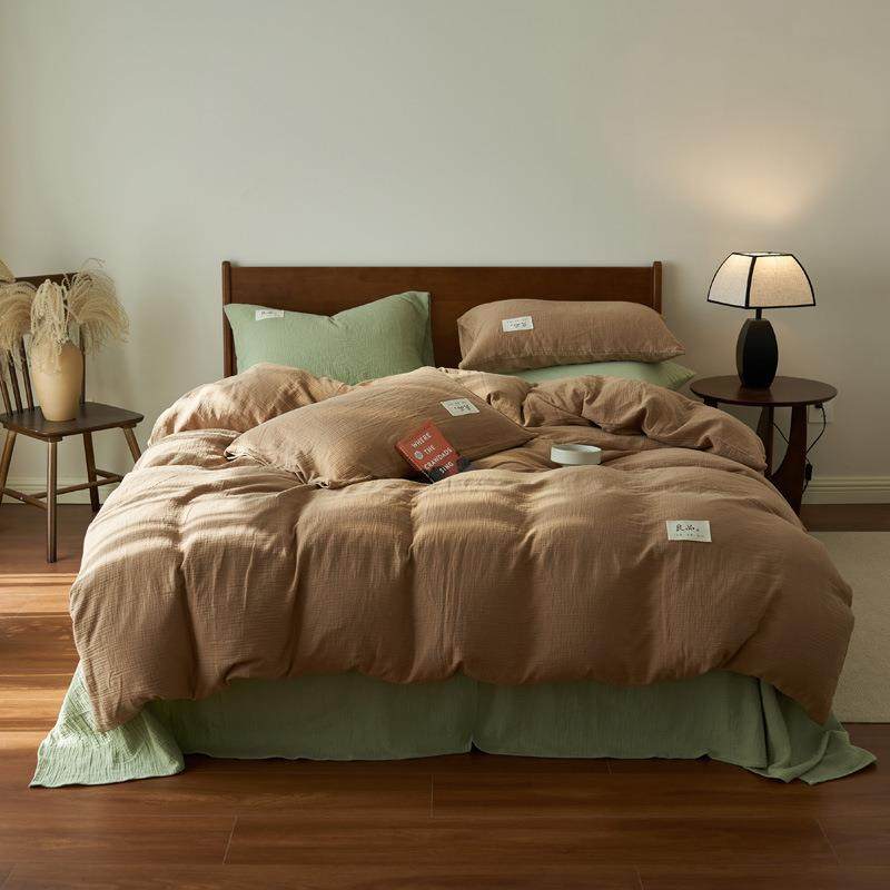 40全支纯棉双层纱床1上件套00棉床品日式2米被套四床YVK单三件套