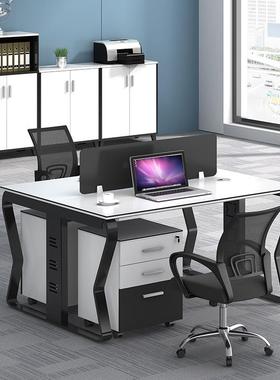 公PCQ桌组合职员办公桌简4约现代/椅6办人位办公卡座工位员工办公