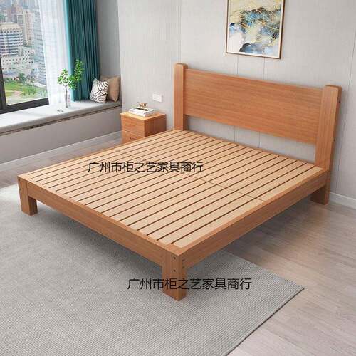 za15163人榉1木实木床现代简.约.8米双单人床15家用出租屋榻榻米简易床架
