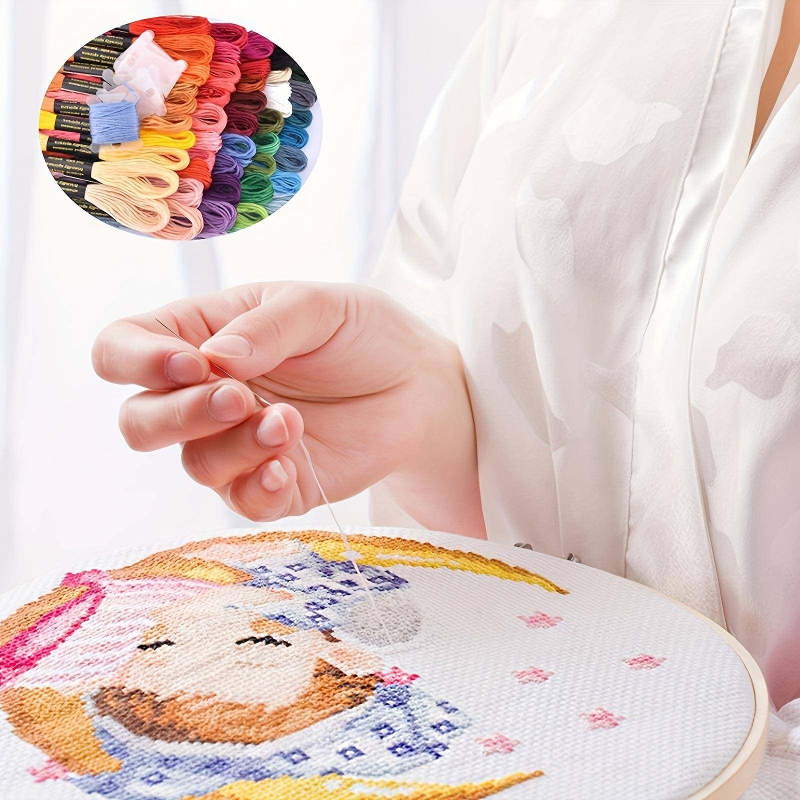 多色十线字绣刺绣工具8米绣线带色号工绕线好WXN手缝纫针线盒