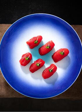 酒合店餐境厅特色分子料理意釉融菜盘创意私F769SJH7房菜陶瓷蓝色