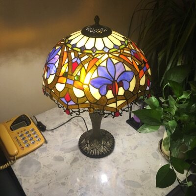 蒂凡尼田园地中海客厅卧室装饰彩色玻璃台灯巴洛克庆温馨床头灯