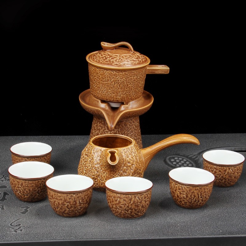 半全自动功夫茶具套装石磨创意懒人防烫冲泡茶器陶瓷家用茶壶茶杯