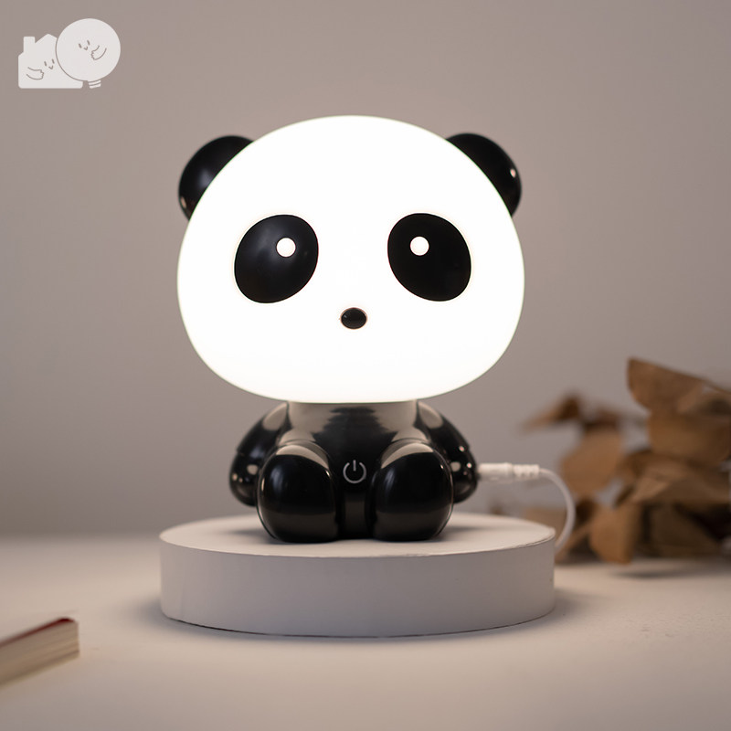 创意儿童房氛围灯卡通熊猫小夜灯男生卧室床头插电柔光护眼台灯