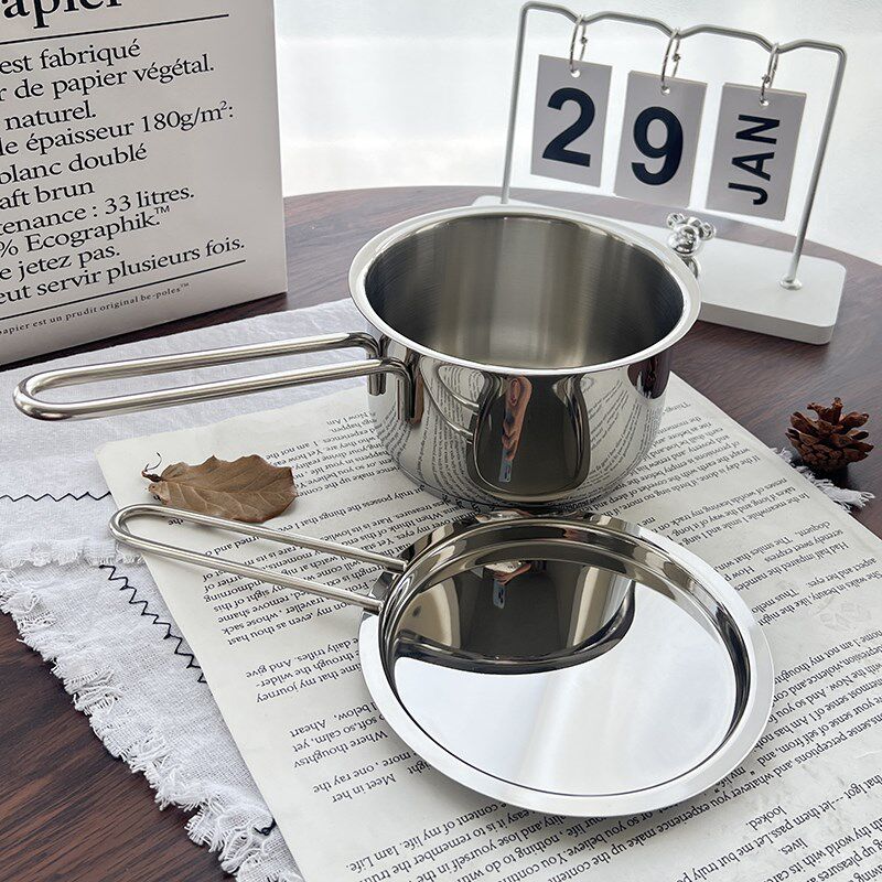 小怪兽18/10不锈钢辅食锅宝宝煮面锅热牛奶家用小奶锅无涂层14cm