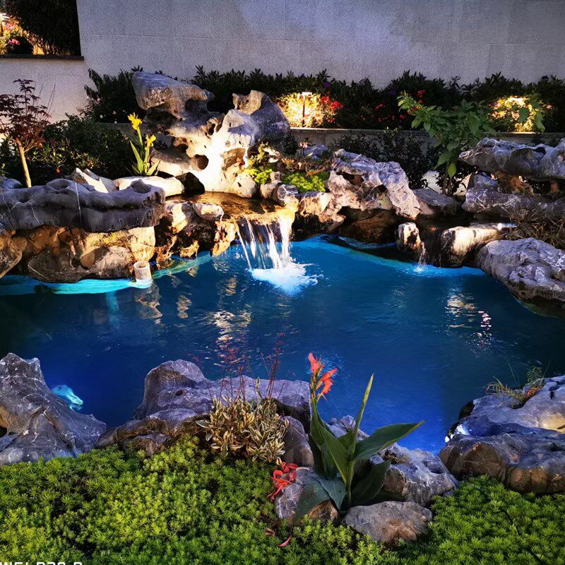 鱼池灯防水LED灯水底景观灯水下灯冰蓝光鱼池水底灯低压24V免打孔