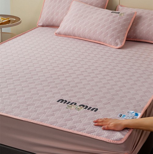 冰豆豆凉席床笠款三件套刺绣冰丝席凉感丝床护罩可折叠软席子夏季