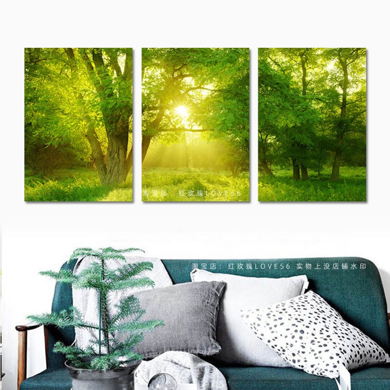 客厅装饰画沙发背景墙壁画现代简约风景三联画组合无框画餐厅挂画