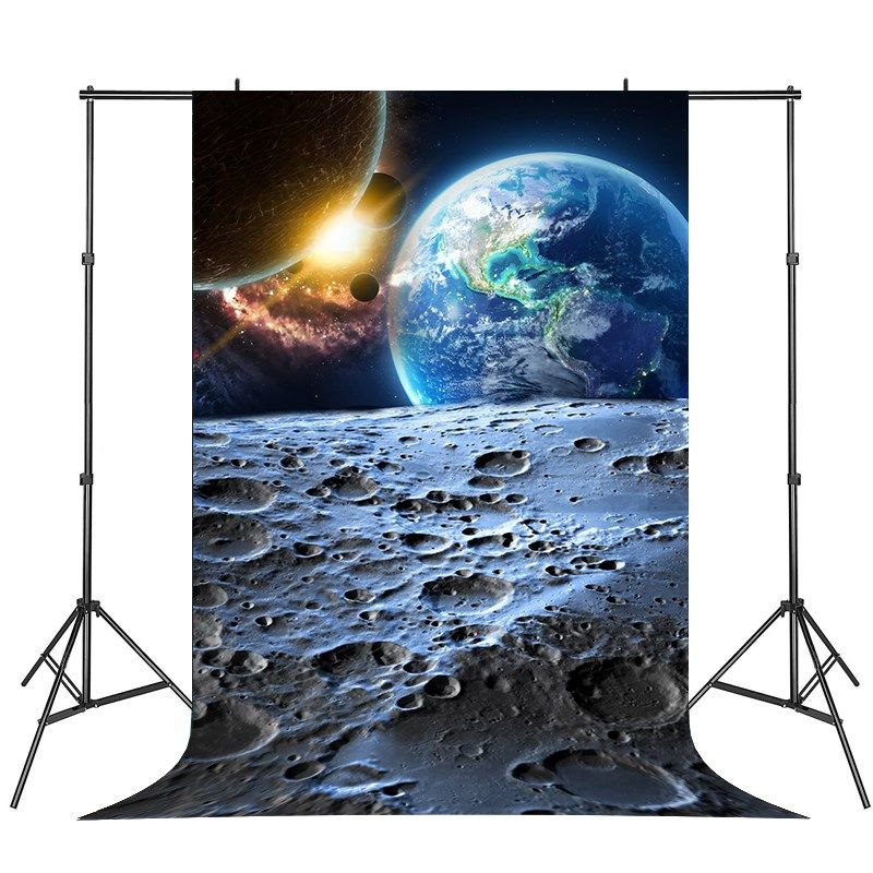 新款星球宇宙儿童宇航员摄影背景布影楼拍照整张无拼接卷发写真布