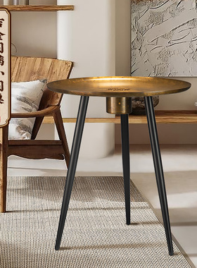 朱炳仁铜 创意铜铸中式茶几家具小桌子置物客厅边几吉金圆满圆桌