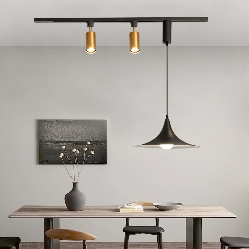 餐厅灯吊灯侘寂风复古可移位轨道式带射灯中古风餐桌吧台商用吊灯