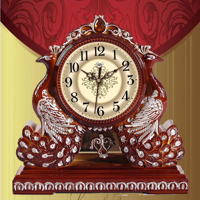康巴丝坐钟客厅家用静音复古台式钟表卧室办公室创意欧式田园台钟