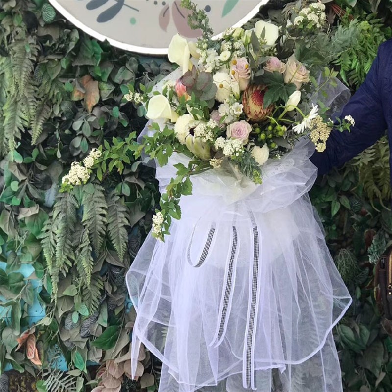 18米仙女纱 花束网纱雪纱水晶纱花艺包装材料 黑白纱网鲜花包花纸