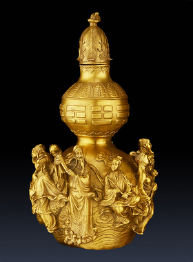 铜葫芦摆件八卦八宝葫芦家居复古装饰品葫芦纯铜中式八仙过海八仙