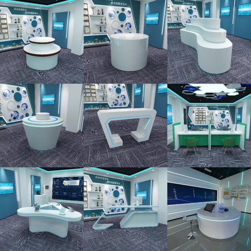 烤漆展柜公司展厅产品展示台定制发光异形科技模型展台圆形中岛台