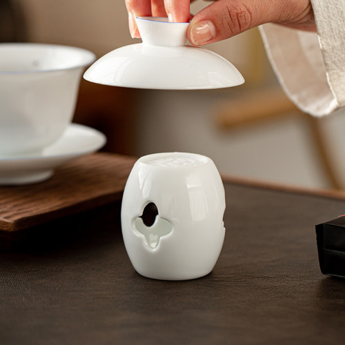 万寒甜白瓷盖置影青紫砂壶盖茶托杯垫盖碗托茶具配件茶宠茶道零配
