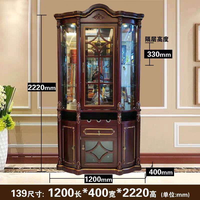 餐厅柜欧式酒靠柜高1010档奢华客厅墙玻视璃门展示柜酒柜电边红装