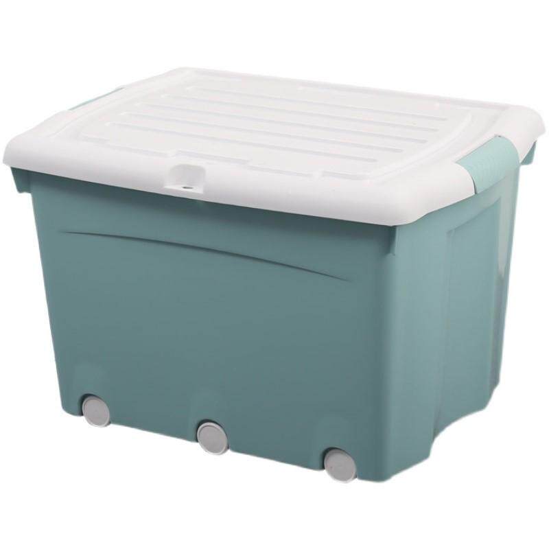 收纳塑料箱车载储物箱带锁孔学生宿舍带大容量滑轮盖整理有床底箱