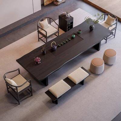 轻奢现代厅实木桌椅茶盘一体办室接待湿泡茶台家用客AAV公茶台新