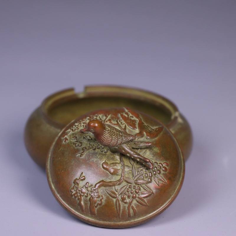 全铜喜鹊烟灰缸家用室内摆件玄关客厅书房茶桌高档烟灰缸创意摆件