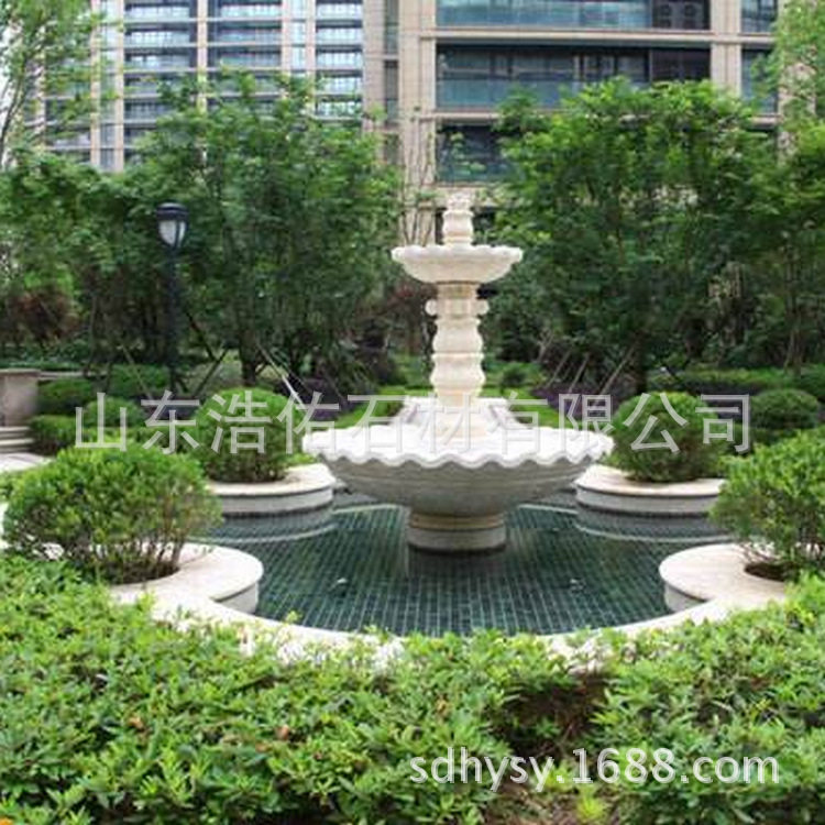 小区广场仿古喷泉 园林大理石石雕喷泉 园林庭院装饰品摆件