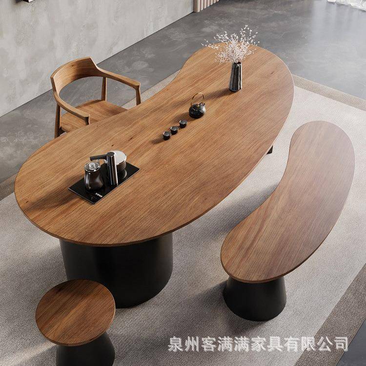 实木茶师桌设椅组板合家用简约喝茶桌计异形泡茶桌UMD办公室大泡