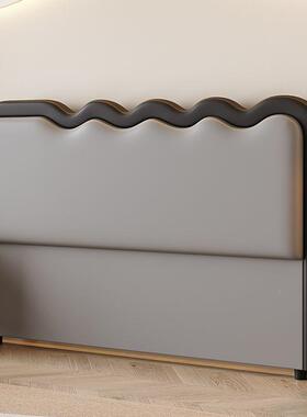 20漪25新浪款法式涟波超实木框架结构薄落地一体轻871奢床头软包