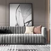 意式 极简轻奢休息区接待小户型客厅复古三人美式 公寓丝绒布艺沙发