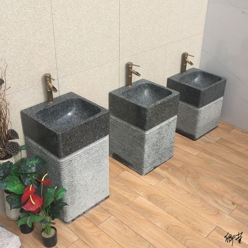 庭院水池台盆石头复古幼儿园户外儿童流水拖把池大理石水槽立柱