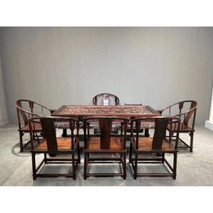 老挝大红酸枝交趾黄檀西番莲泡茶桌干泡茶桌茶台喝茶椅清式明式