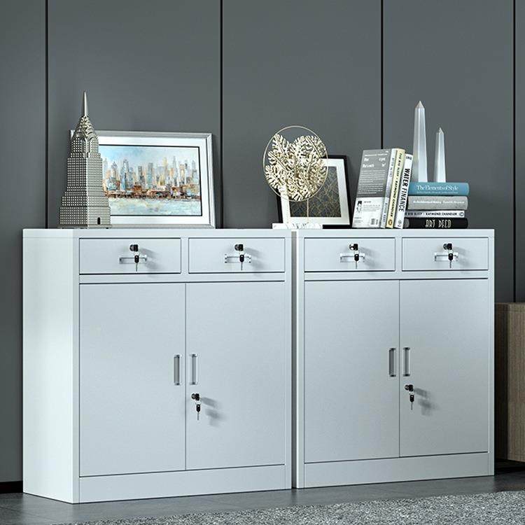 斗矮柜办公室文柜铁皮二柜件钢制车间工具柜屉带985锁家用抽储物