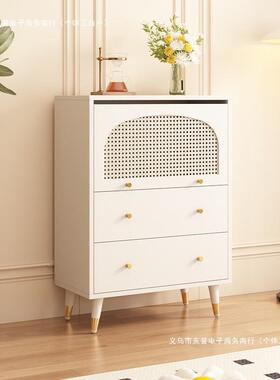 yhu黑色藤编斗柜餐边柜一体法收古客厅餐厅复靠墙RXG纳式柜多功能