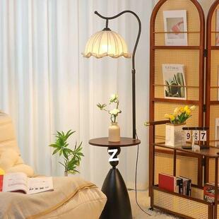 古落877地灯客厅发茶几复古沙氛围一体美式置物风卧室架床头柜台