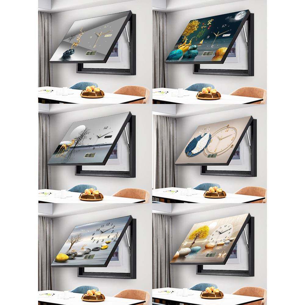 万ltaoDX20年历电表箱画饰画带钟表免打配电箱遮挡装画现代轻奢挂