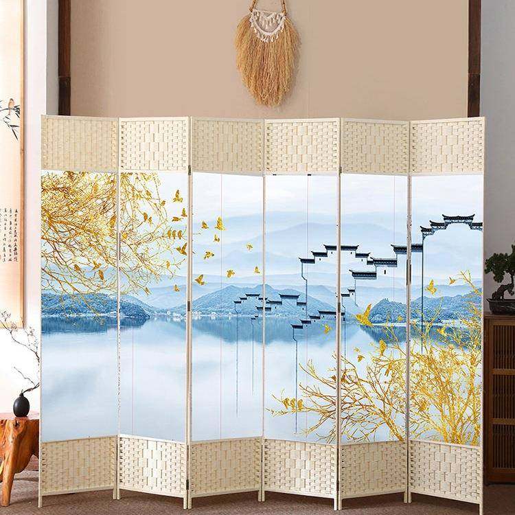 新985中式用藤编折叠装入户屏办风隔断客厅公室简约家移动实木饰T,基础建材,屏风,淘宝优惠券,粉丝福利购,淘宝优惠卷