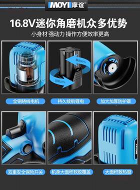 锂电无线你家角磨机小手型用电动手迷持切ZIZ割机充电磨机微型麦