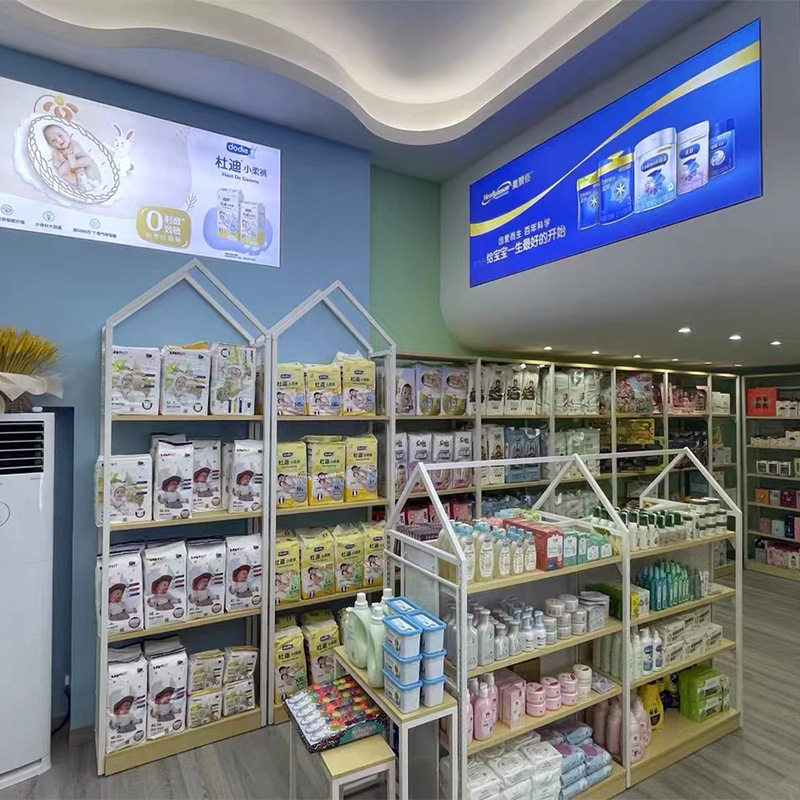 厂家热卖母婴用品货架 孕婴店辅食纸尿裤儿童用品可调节三角展架