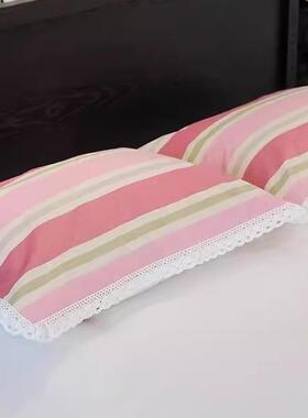 粗布全棉枕巾透气WND吸汗加加四季通密花用时厚尚边一对装