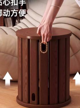 实木带滑轮移HTE动凳可叠放家圆用餐椅叠叠组合实木乐凳圆客厅餐椅